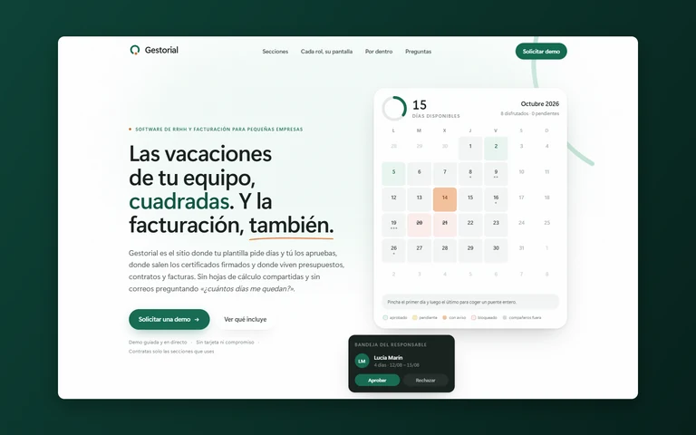 Gestorial: Plataforma integral para la gestión de empresas, que centraliza en un único panel los recursos humanos, la facturación, los contratos, los presupuestos y mucho más.
