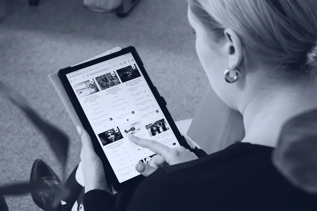 Person using an app on a tablet